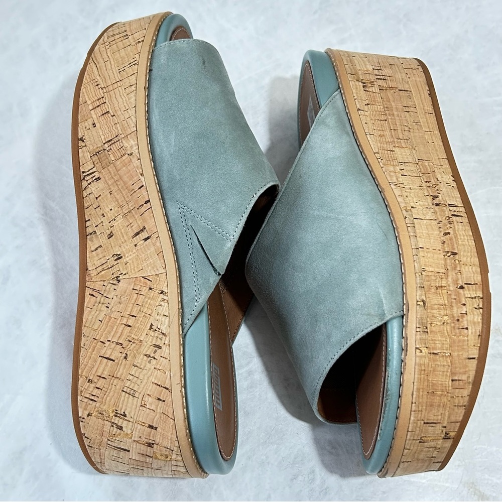 Fitflop Eloise Platform Wedge Slide Sandal In Cool Blue Size 8.5 - Picture 3 of 8